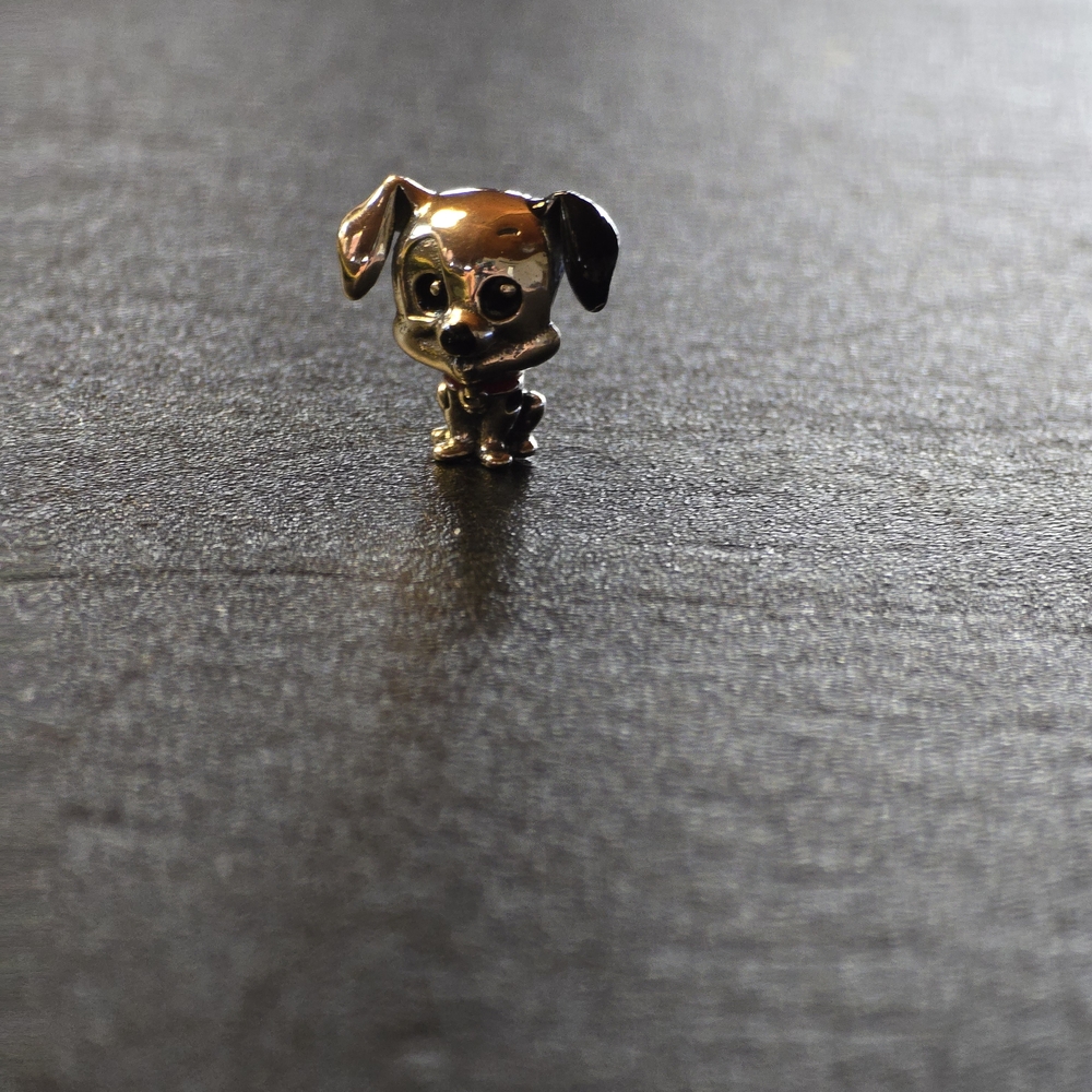 Pandora Gold and Black Puppy Charm Necklace